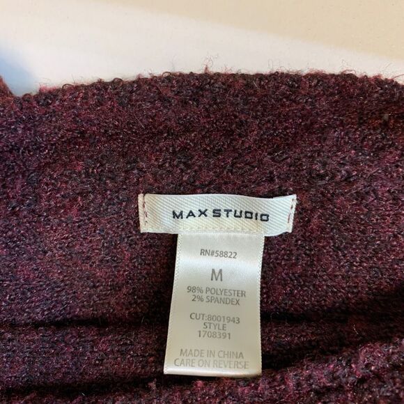Max Studio Sweater Womens M Medium Raisin Bubble Sleeve Drop Shoulder Popcorn - Picture 8 of 10